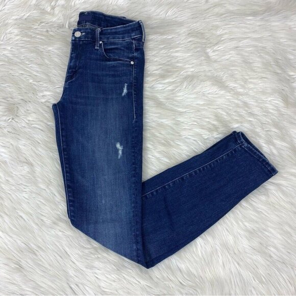 Mother Women The Looker Dark Graffiti Mid-Rise Skinny Designer Jeans W24-26/L29 - Picture 3 of 15